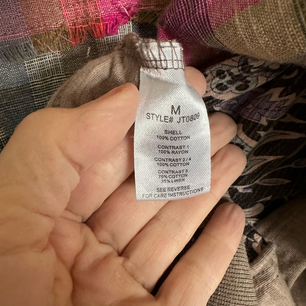 Patchwork Plaid Floral Pullover Sweatshirt By Oli… - image 4